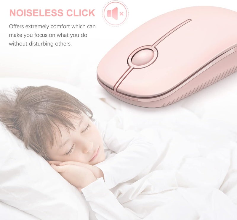 Unipows Wireless Mouse - 2.4G Slim Portable Computer Mouse with Nano Receiver, Less Noise Mobile Optical Mice for Notebook, PC, Laptop, Computer, Mac (Pink) - Image 4